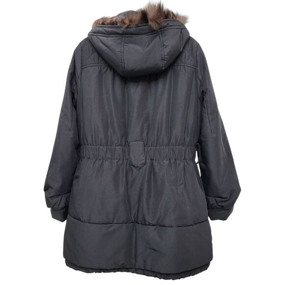 Trendy Black Winter Jacket With Furry Hoodie Size: Large - Picture 6 of 14